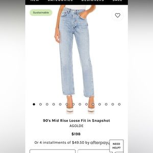 Ágolde size 27, 90s mid-rise loose fit jeans